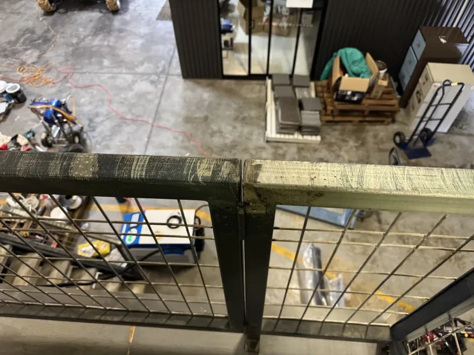 Industrial railing laser cleaning