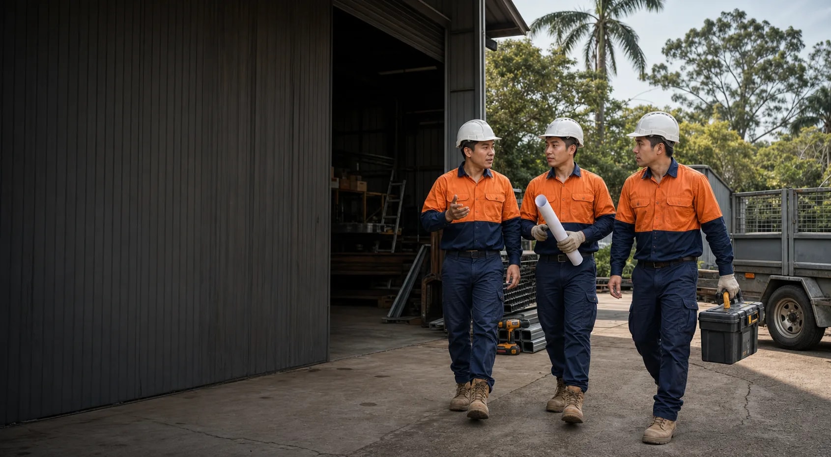 AUHUA Services team at a Darwin workshop and project yard