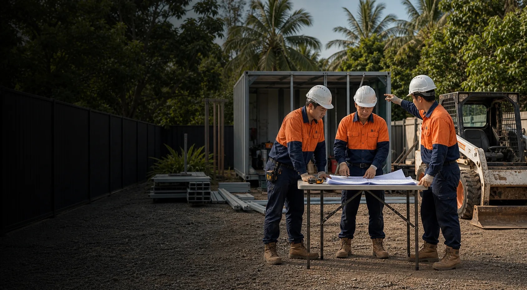 AUHUA Services Chinese engineering team reviewing site work in Darwin